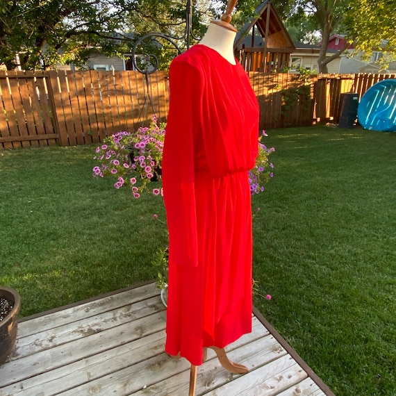 Vintage 1970s Red Hostess Dress Union Label Sash