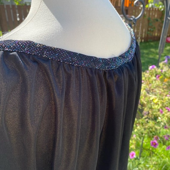 Tall Girl 70s Black Dress Sparkle Cap Sleeve Vint… - image 9