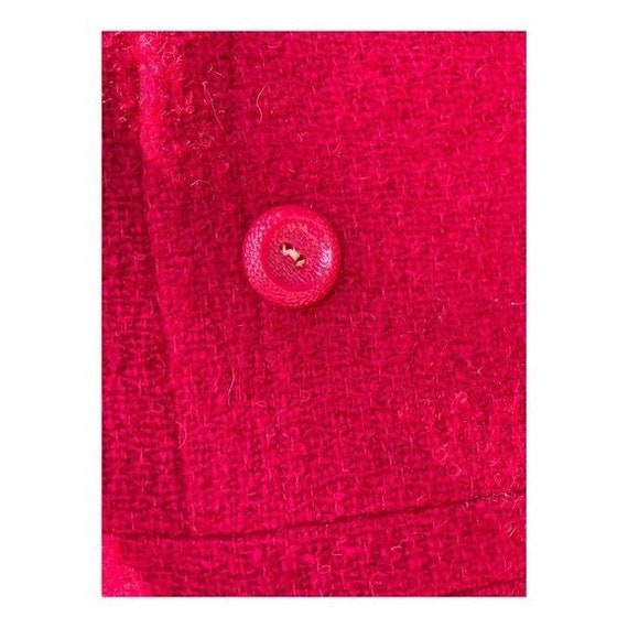 Vintage 60s Red Wool Pea Coat Persian Fur Collar - image 6