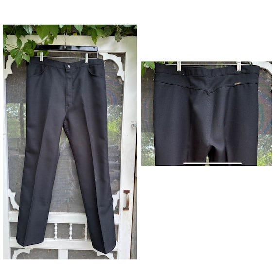 Vtg | 70s Wrangler Black Trousers Pants Bareback … - image 1