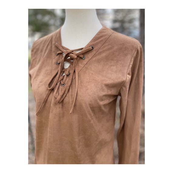 Bill Blass Vintage 90s Faux Suede Western Shirt L… - image 2