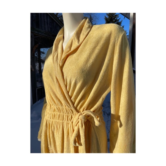 Vintage 70s Georgie Girl Gold Terrycloth Robe Dou… - image 10