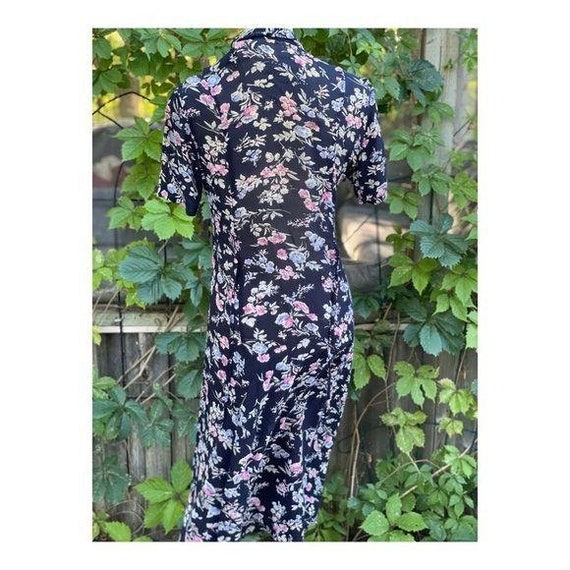 Vintage 90s Rayon Midi Dress Floral Cottagecore S… - image 9