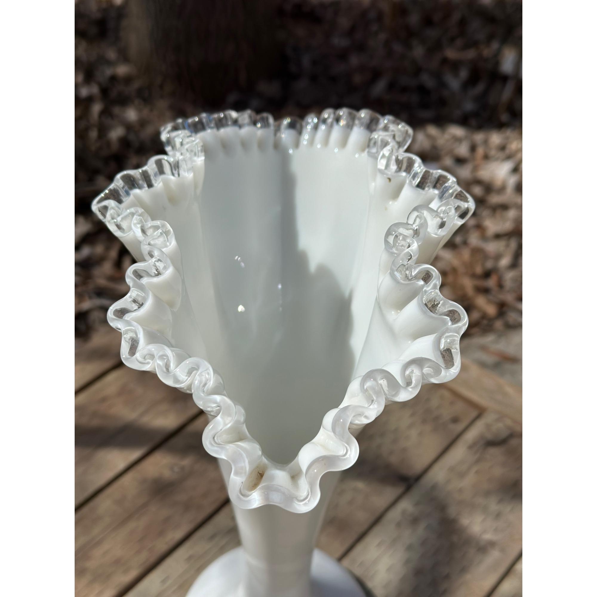 フェントン　花瓶　シルバークレスト ヴィンテージ ラージ フェントン シルバークレスト アートガラス