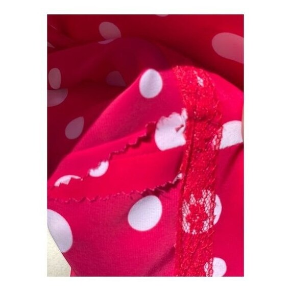 Vintage 50s Pink Polka Dot Blouse Pleat Polkadot … - image 10