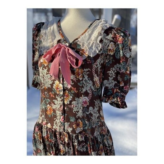 Vintage 80s Boutique Prairie Dress 19th Century S… - image 2