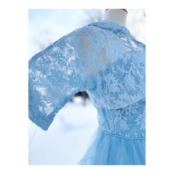 True Vintage 1950s Prom Dress Maxi Sky Blue Tulle… - image 6