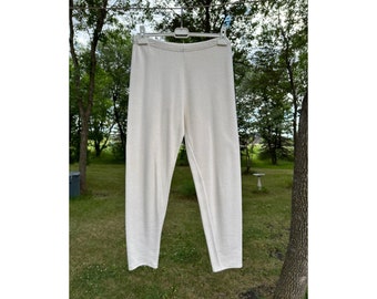 Daniel Hechter Paris Ivory Knit Trousers Pants Stretch Waist Made in Canada Sz M