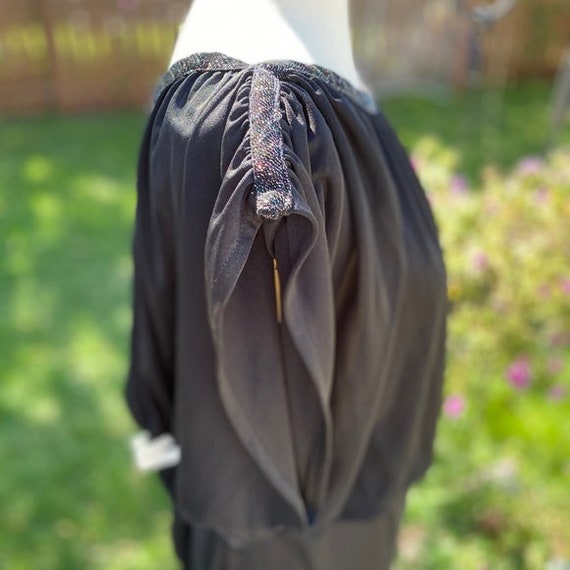 Tall Girl 70s Black Dress Sparkle Cap Sleeve Vint… - image 5