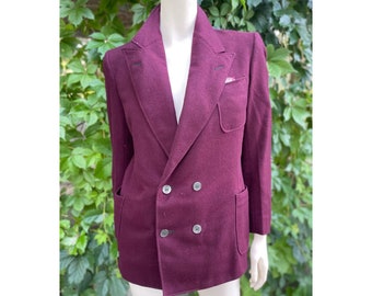 Compagnie de la Baie d'Hudson Veste style blazer années 60 en laine croisée Violet Mid-Century unisexe