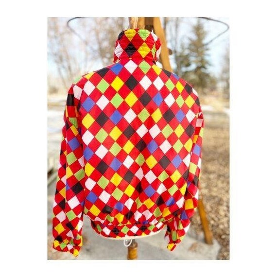 Vintage 90s Nylon Diamond Print Jacket Bright - image 9