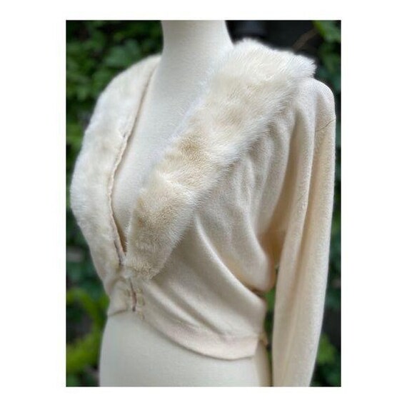 40s 50s True Vintage Cashmere Cardigan Mink Colla… - image 7