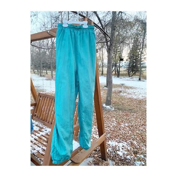 Vintage Track Pants Nylon Turquoise Lined Joggers