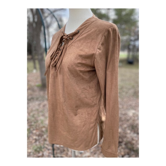 Bill Blass Vintage 90s Faux Suede Western Shirt L… - image 1