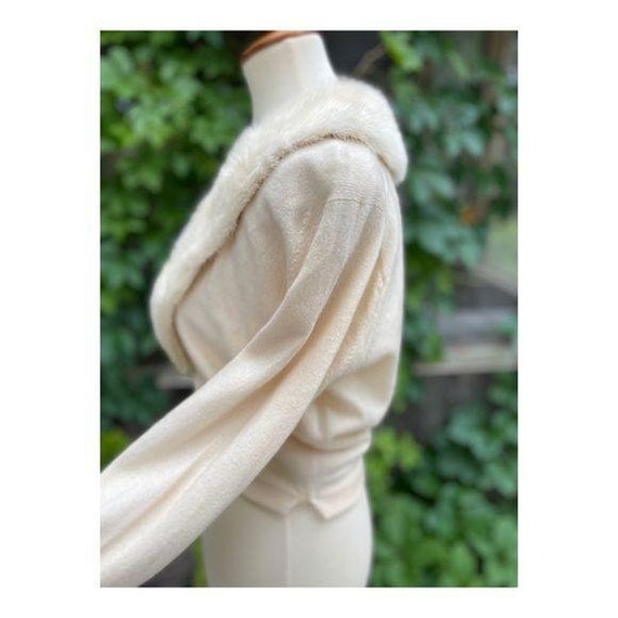 40s 50s True Vintage Cashmere Cardigan Mink Colla… - image 10