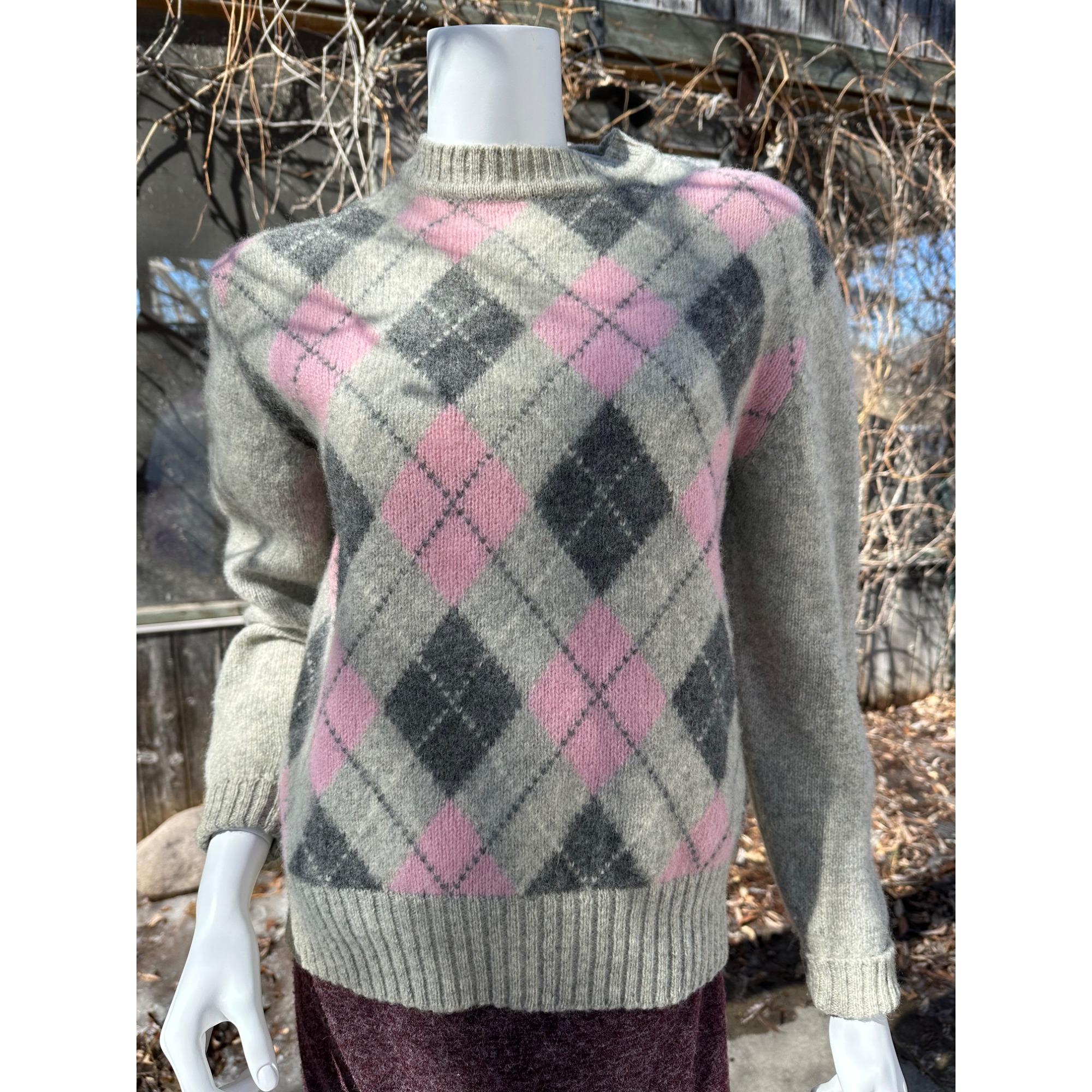 Womens Sweaters Pink And Grey Argyle Sweater Pink Argyle Sweater