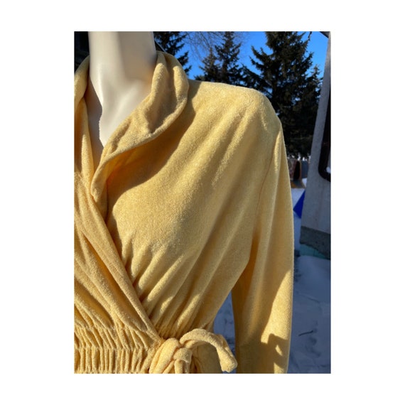 Vintage 70s Georgie Girl Gold Terrycloth Robe Dou… - image 3