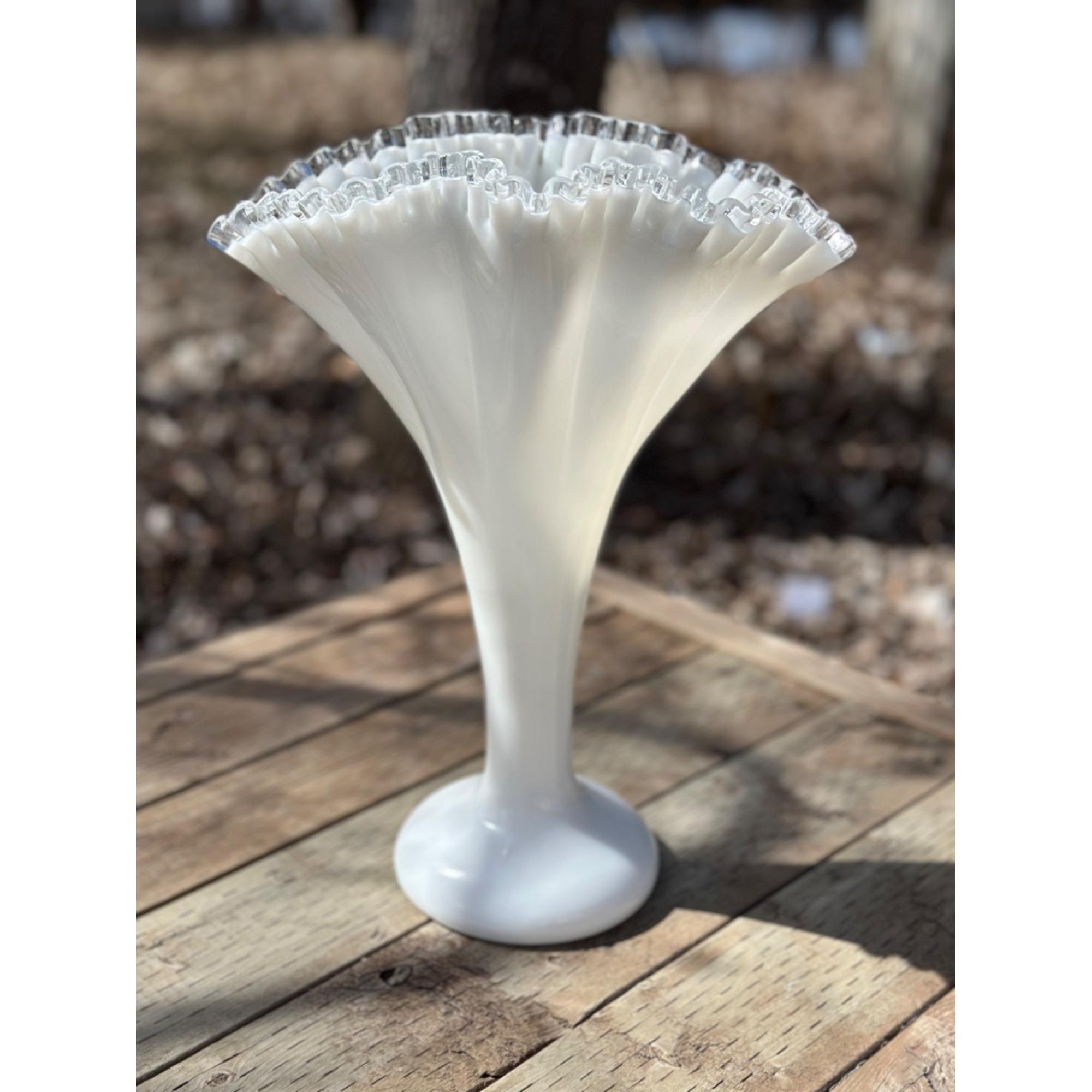 フェントン　花瓶　シルバークレスト ヴィンテージ ラージ フェントン シルバークレスト アートガラス