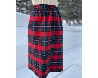 Vintage Anderson-little Plaid Midi Skirt Tartan Green Red Sz 12