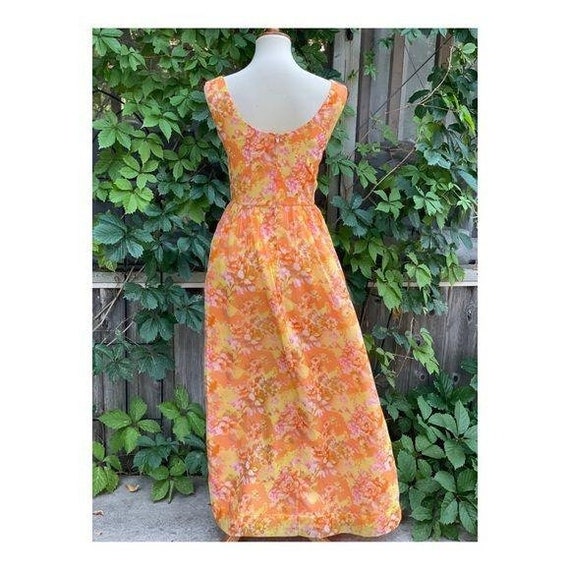 Vintage 50s formal Gown Dress Maxi Floral Chiffon… - image 6