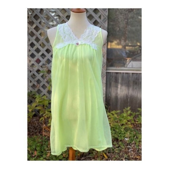 Vintage 50s Sheer Babydoll Negligee Nightgown Lim… - image 2