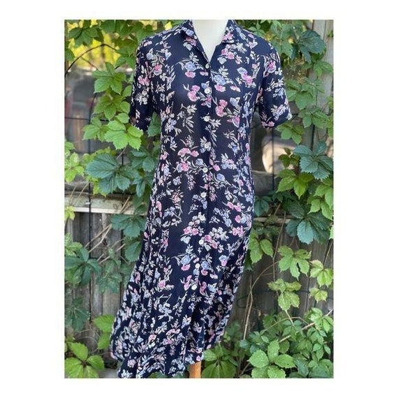 Vintage 90s Rayon Midi Dress Floral Cottagecore S… - image 6