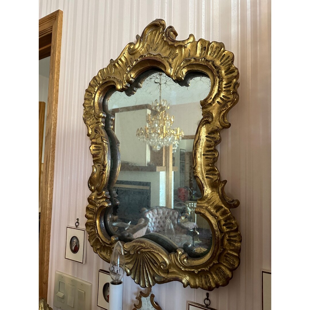 Vintage Antique Rococo Style Carved Giltwood Mirror With Foxing ...