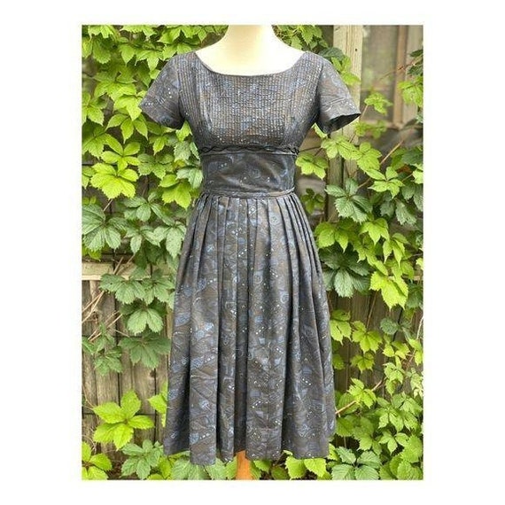 Vintage 1950s Dress MCM Swing Fit & Flare Mad Men… - image 1