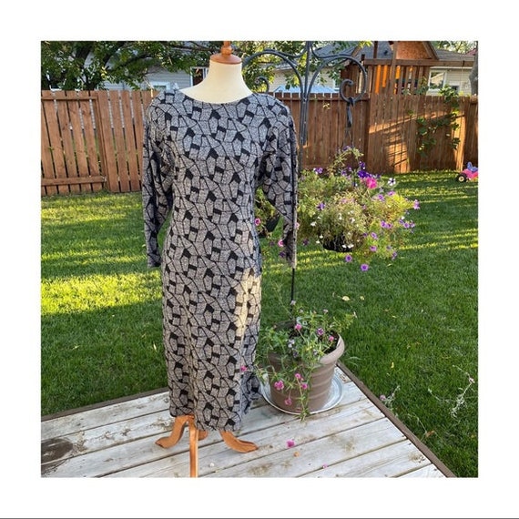 Vintage Knit Sweater Dress Acrylic 1980s Giraffe