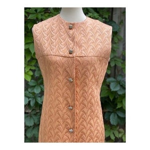 Early 1960's Gino Charles for Malcom Starr Shift Dress Peach Sleeveless Mod image 2