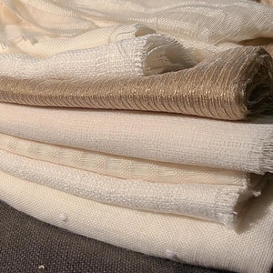 Coordinated Fabric Remnant Bundle - Sheer - Textured - Neutrals - White, Ivory, Beige, Cream