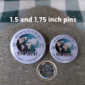 ADORACION PURA 2025 Asamblea Regional - Pins, imanes portátiles y porta credencial - Globe Design (español/español)