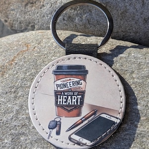 Pioneering is a Work of Heart Leather Keychain for Jehovah's Witnesses | English Brown for Brothers