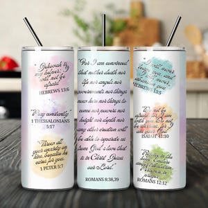 Encouraging Scripture 20oz Tumbler | Travel Mug | Insulated Stainless Steel Cup |  JW Gift |