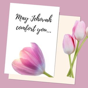 Que Jéhovah vous réconforte - Message de l'intérieur Esaïe 25:8 - Carte de sympathie à imprimer -