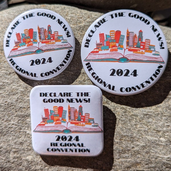 2024 English Declare The Good News Convention- Badge Holders or Wearable Magnets, City Design JW