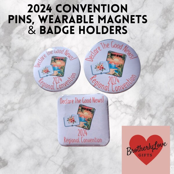 2024 English Declare the Good News Pins, Badge Holders or Wearable Magnets, Magazine Design, JW