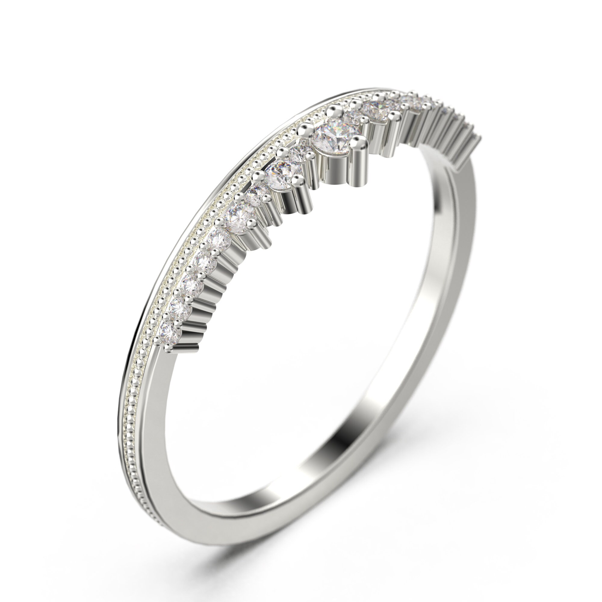Anello Con Diamante Moissanite A Forma Di Corona - Argento 925 Placcato Oro Bianco, Certificato GRA, Purezza VVS1
