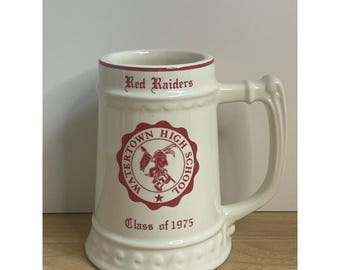 1975 Watertown High School Red Raiders Ceramic Beer Stein Mug Memorabilia