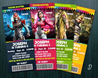 fortnite ticket invite fortnite invitation fortnite tickets fortnite birthday party season 9 vendetta rox editable digital files - fortnite vendetta