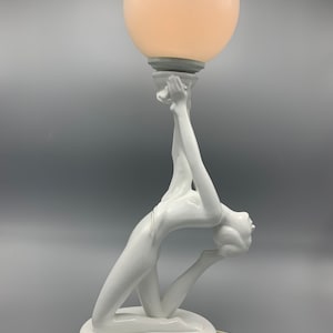 Ceramiczna lampa damska w stylu Art Deco (lata 70.)
