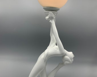 Keramische dameslamp in art-decostijl (jaren 70)