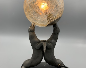 LOUIS CARVIN – Französische Art-Deco-Seelöwenlampe, signiert Carvin (ca. 1930)