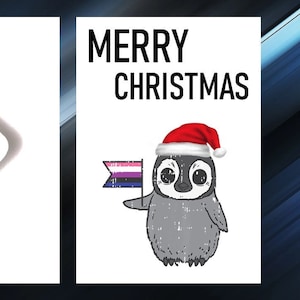 Carte de Noël LGBTQIA+ Pingouin