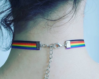 Inclusive Rainbow Choker necklace Adjustable