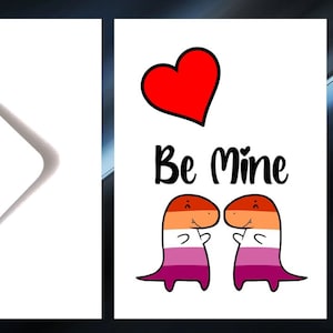 LGBTQIA+ Dinosaur Lesbian Valentines Day Card