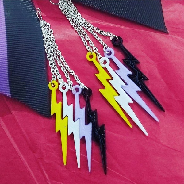 Non Binary Earrings Quad Lightening bolts!