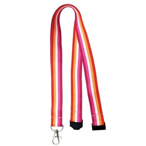 Lesbian 5 Stripe gay pride LGBTQIA lanyard with safety clip