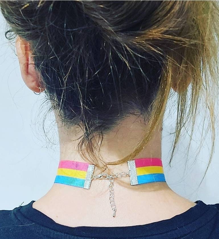 Pansexual Pride Choker necklace Adjustable