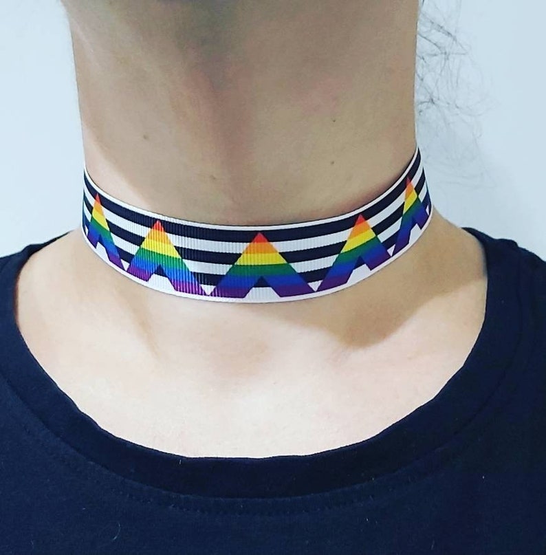 Rainbow Choker necklace Adjustable image 3